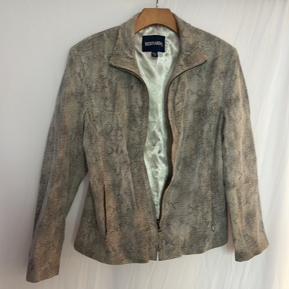 Bernardo Leather Muted Python Patterned Jacket. L… - image 1